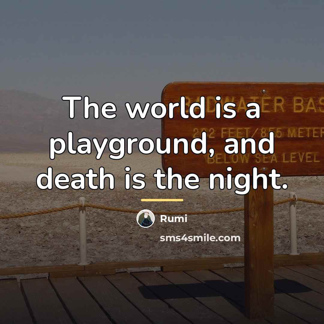 “The world is a playground, and death is the night.…” quote by Rumi