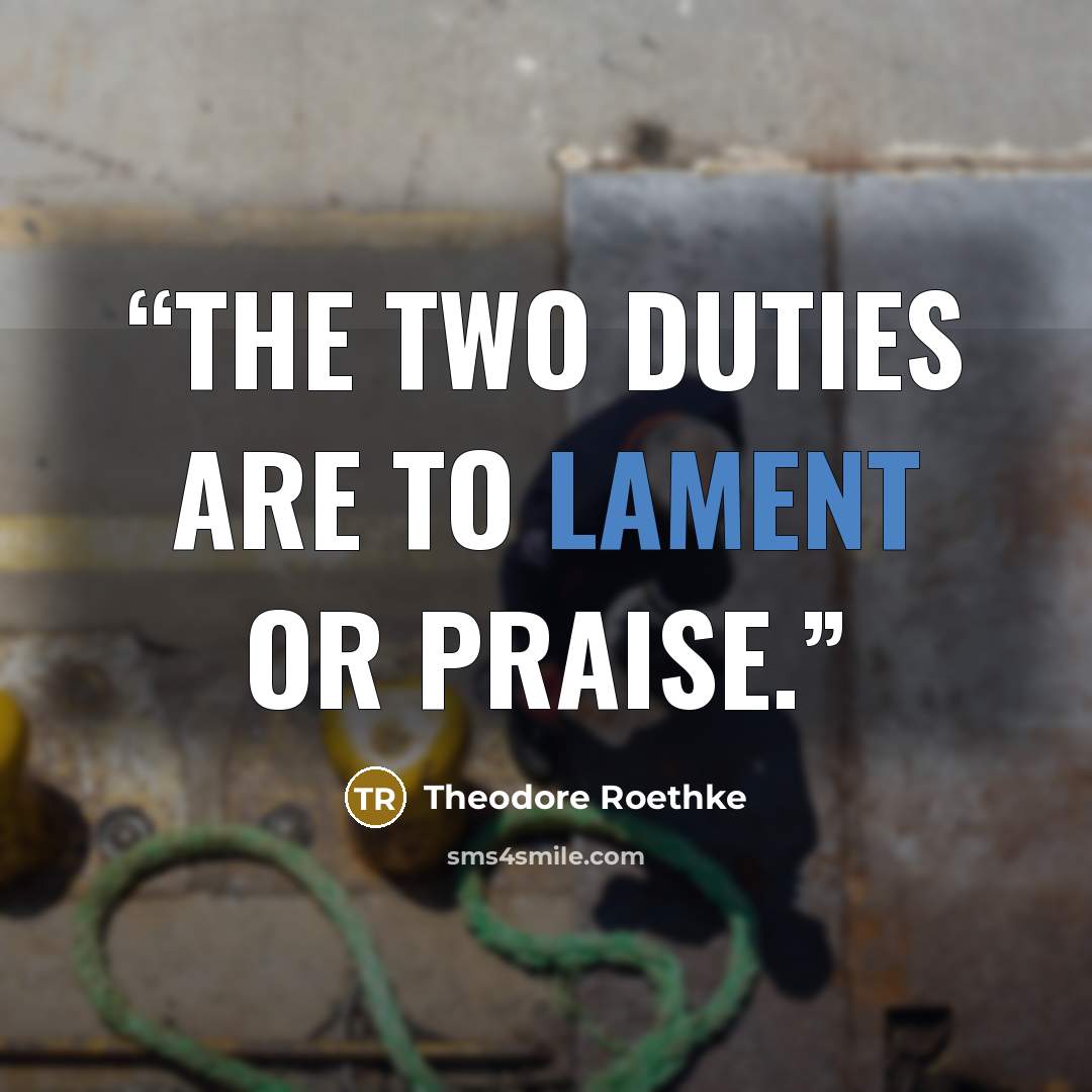 “The two duties are to lament or praise.” quote by Theodore Roethke