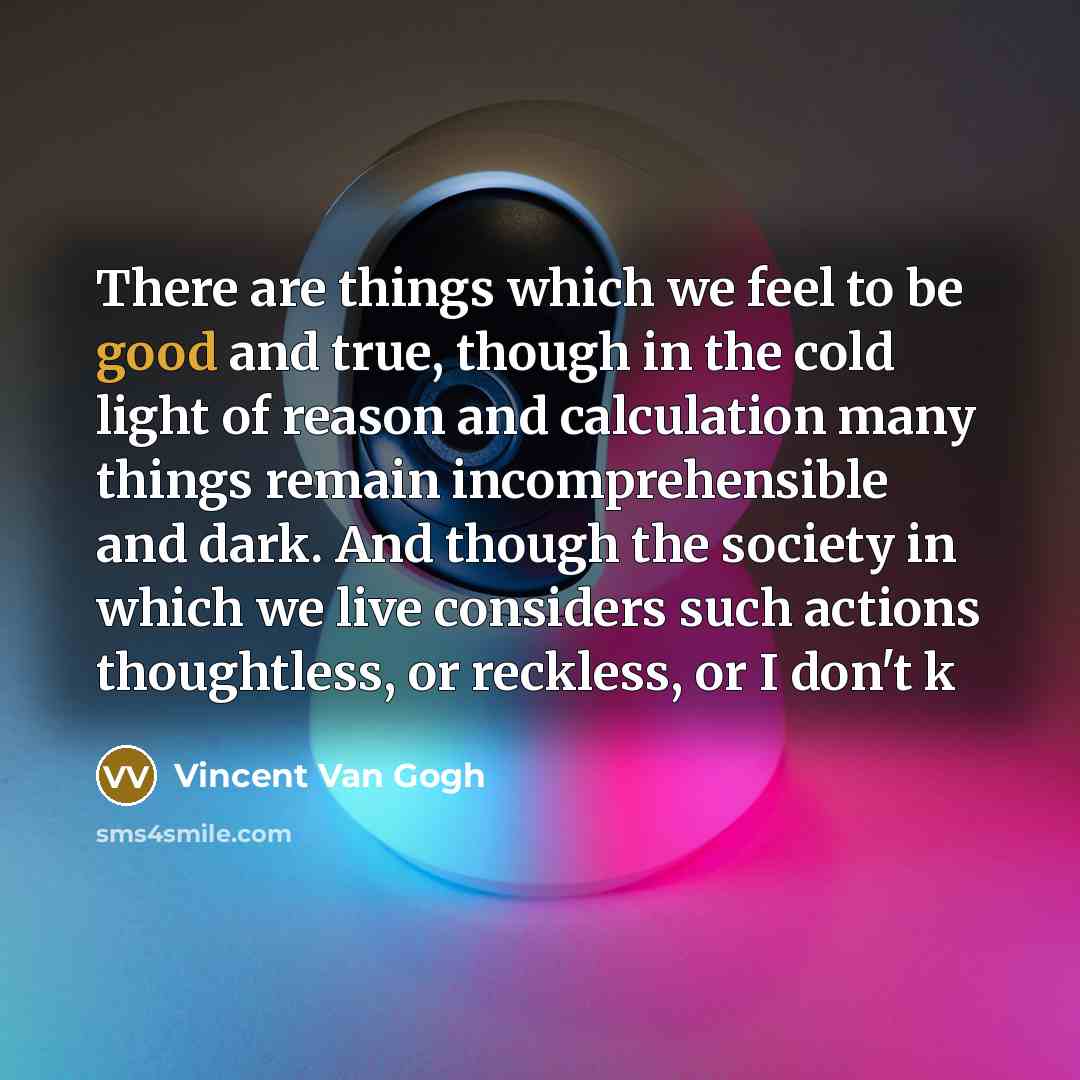 “There are things which we feel to be good and…” quote by Vincent Van Gogh