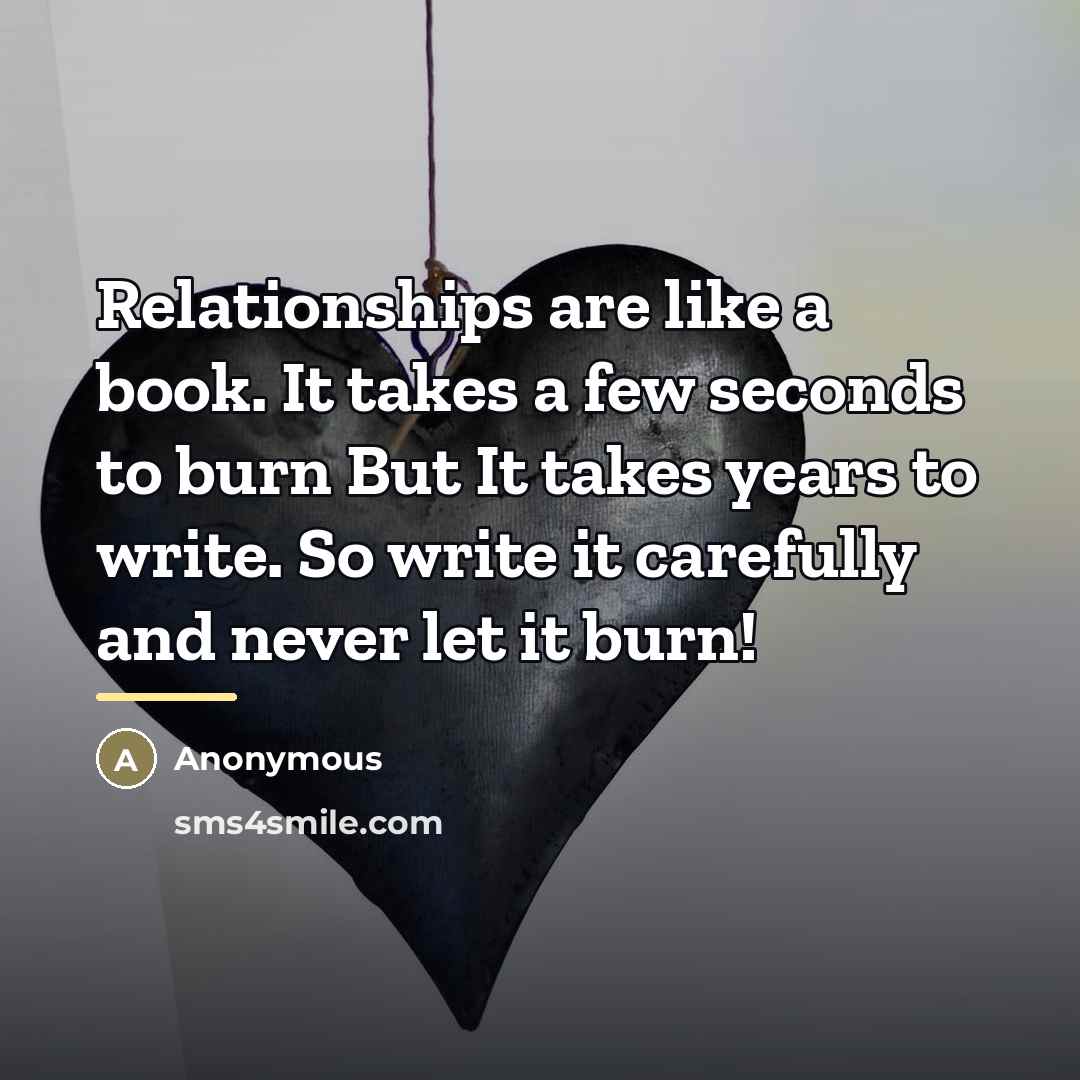 “Relationships are like a book. It takes a few seconds…” quote by Anonymous