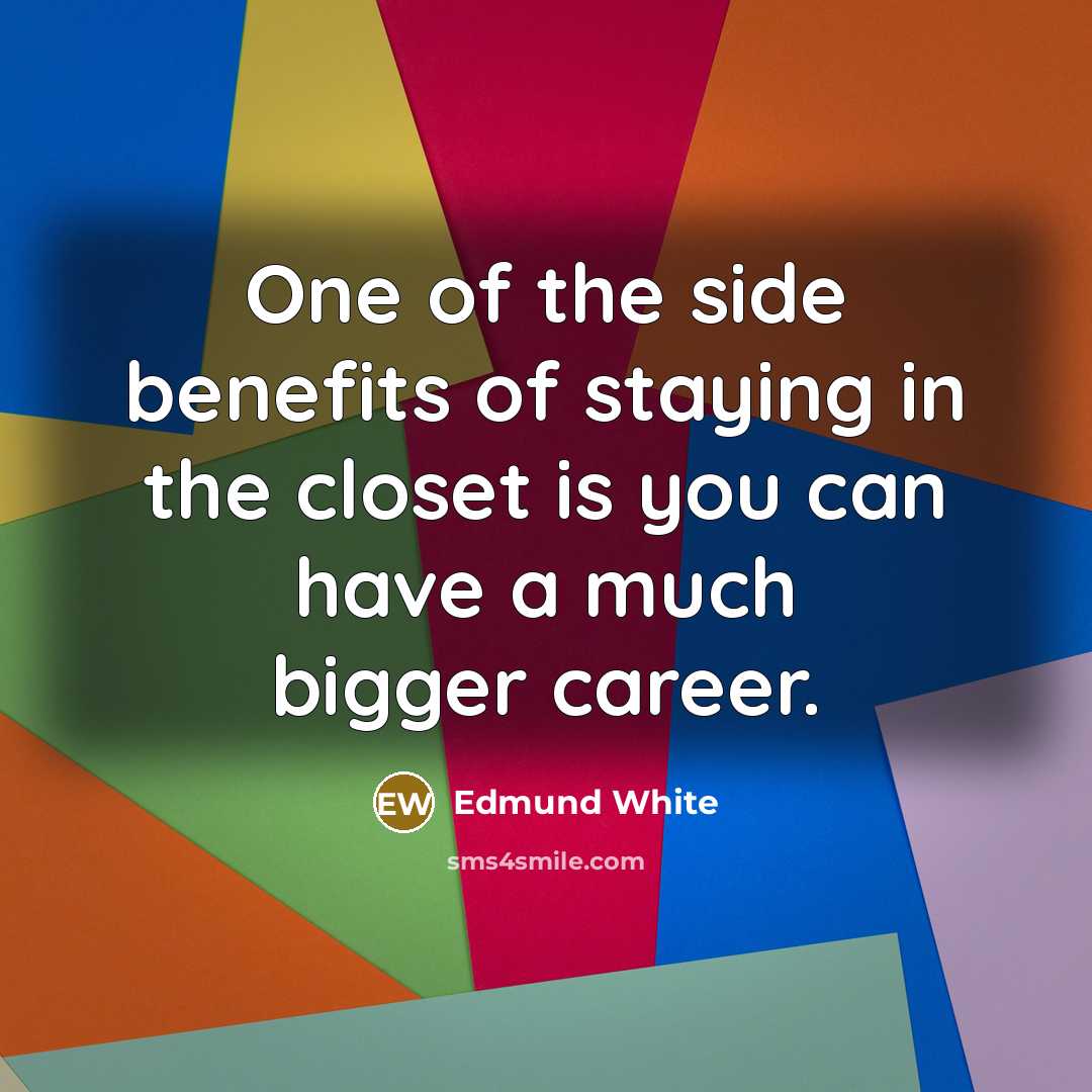 “One of the side benefits of staying in the closet…” quote by Edmund White