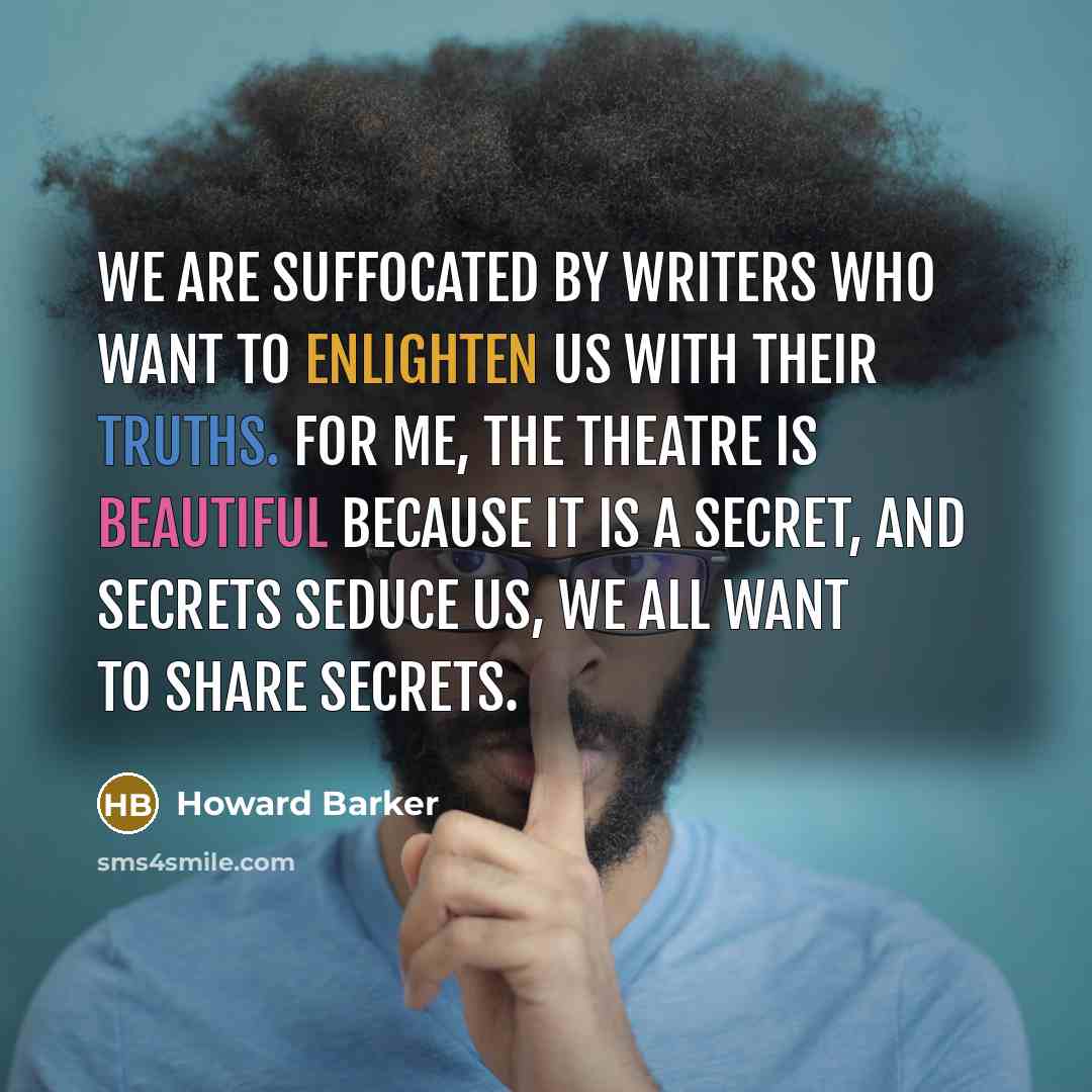 “We are suffocated by writers who want to enlighten us…” quote by Howard Barker