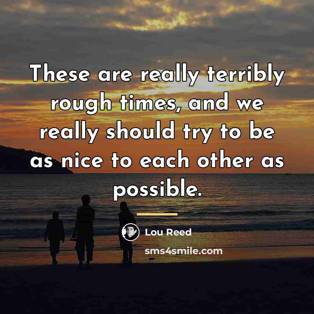 “These are really terribly rough times, and we really should…” quote by Lou Reed