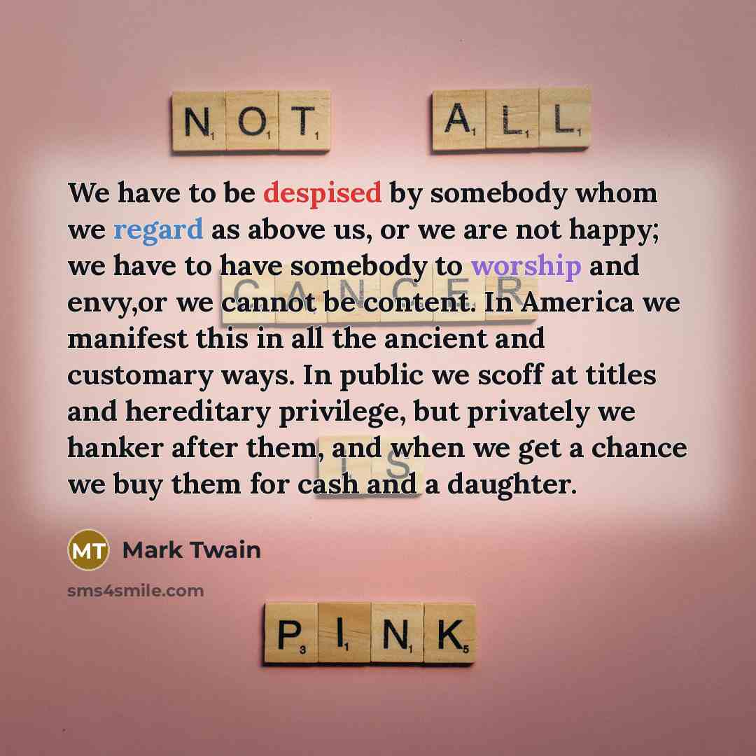 “We have to be despised by somebody whom we regard…” quote by Mark Twain