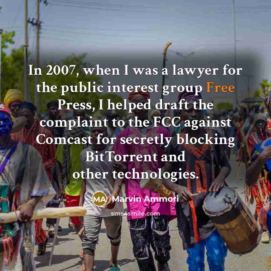 “In 2007, when I was a lawyer for the public…” quote by Marvin Ammori
