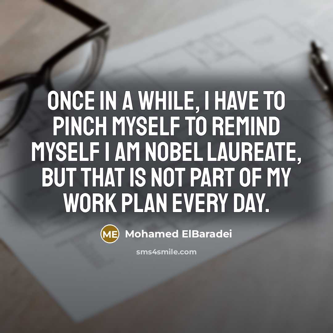 “Once in a while, I have to pinch myself to…” quote by Mohamed ElBaradei