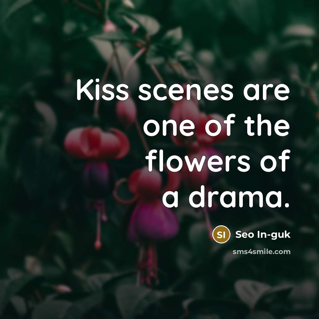 “Kiss scenes are one of the flowers of a drama.…” quote by Seo In-guk