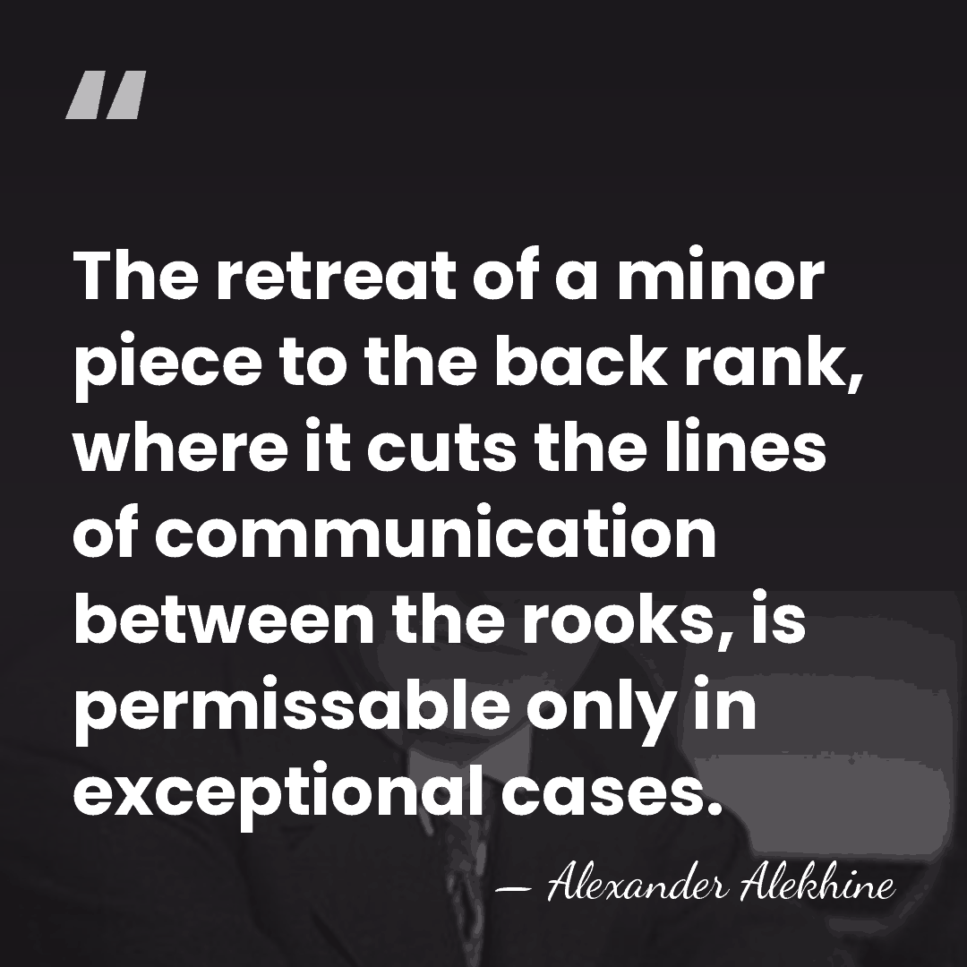The retreat of a minor piece to the back rank, where it&hellip; - Alexander Alekhine