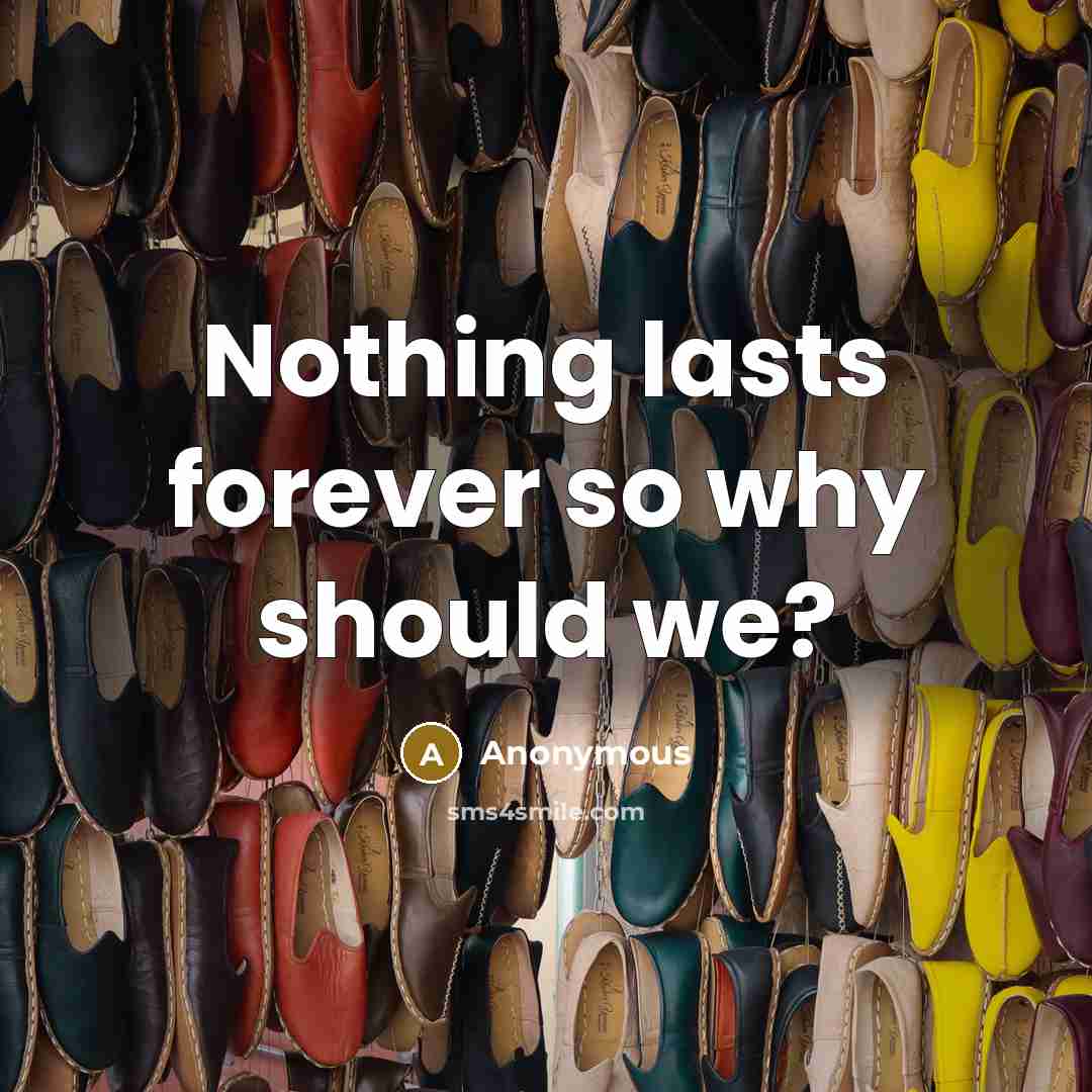 “Nothing lasts forever so why should we?” quote by Anonymous