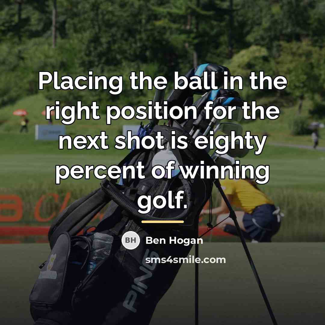 “Placing the ball in the right position for the next…” quote by Ben Hogan