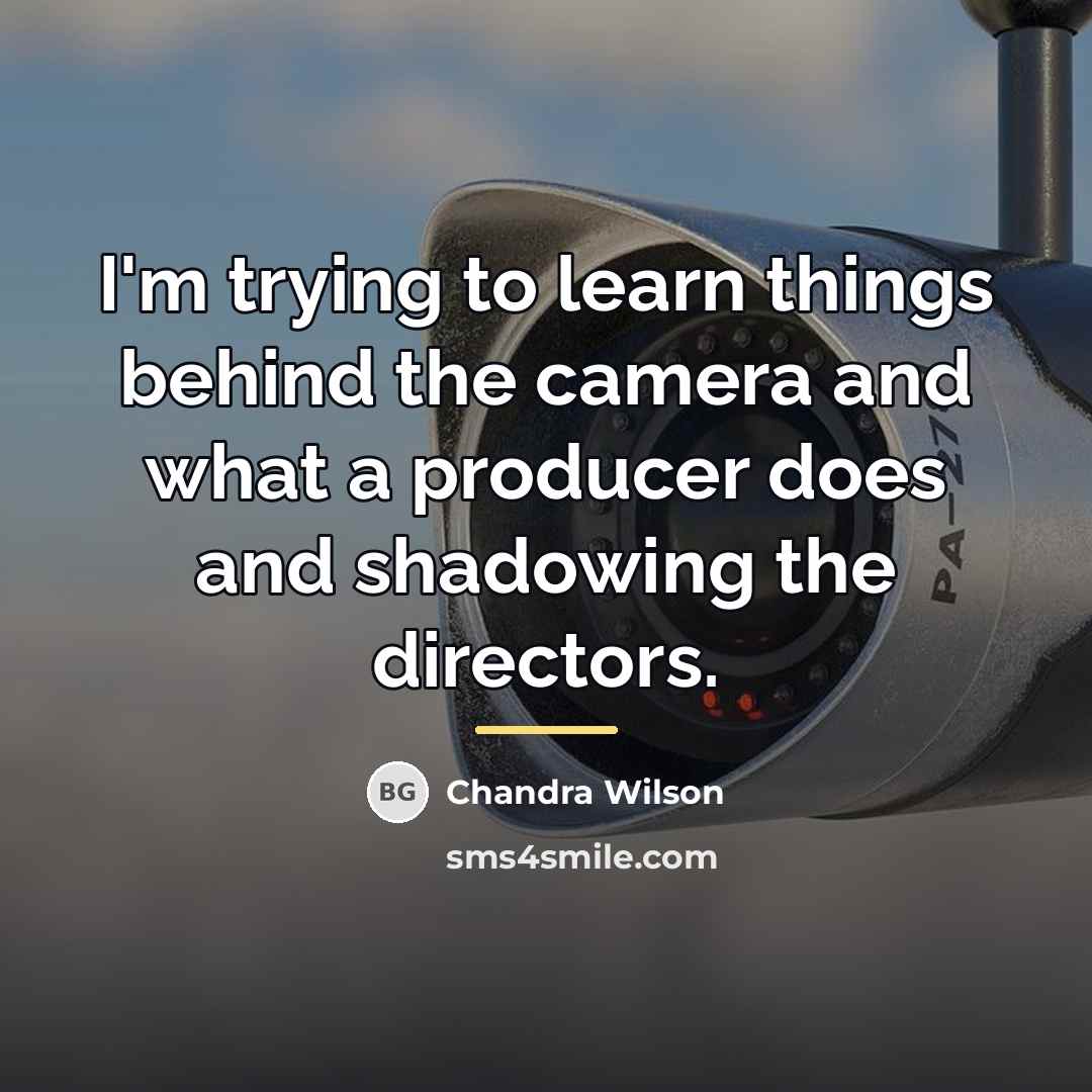 “I'm trying to learn things behind the camera and what…” quote by Chandra Wilson