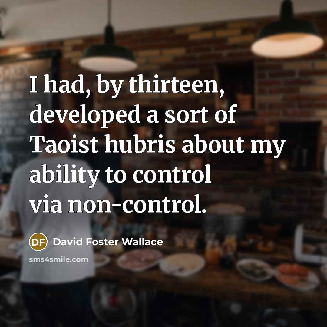 “I had, by thirteen, developed a sort of Taoist hubris…” quote by David Foster Wallace