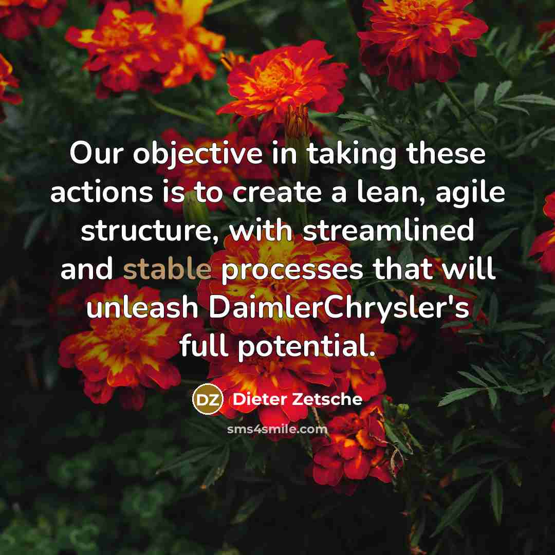 “Our objective in taking these actions is to create a…” quote by Dieter Zetsche