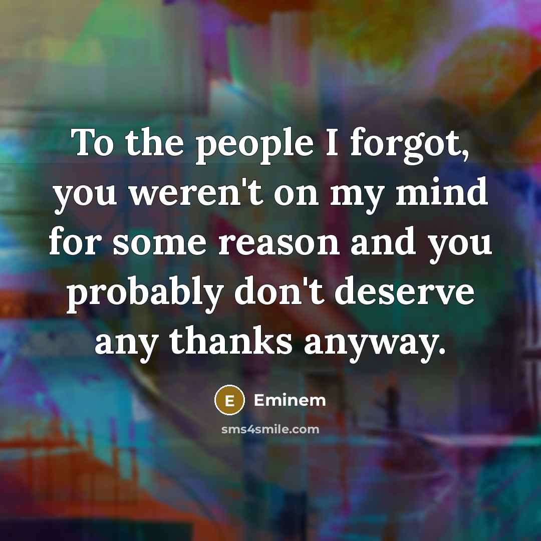 “To the people I forgot, you weren't on my mind…” quote by Eminem
