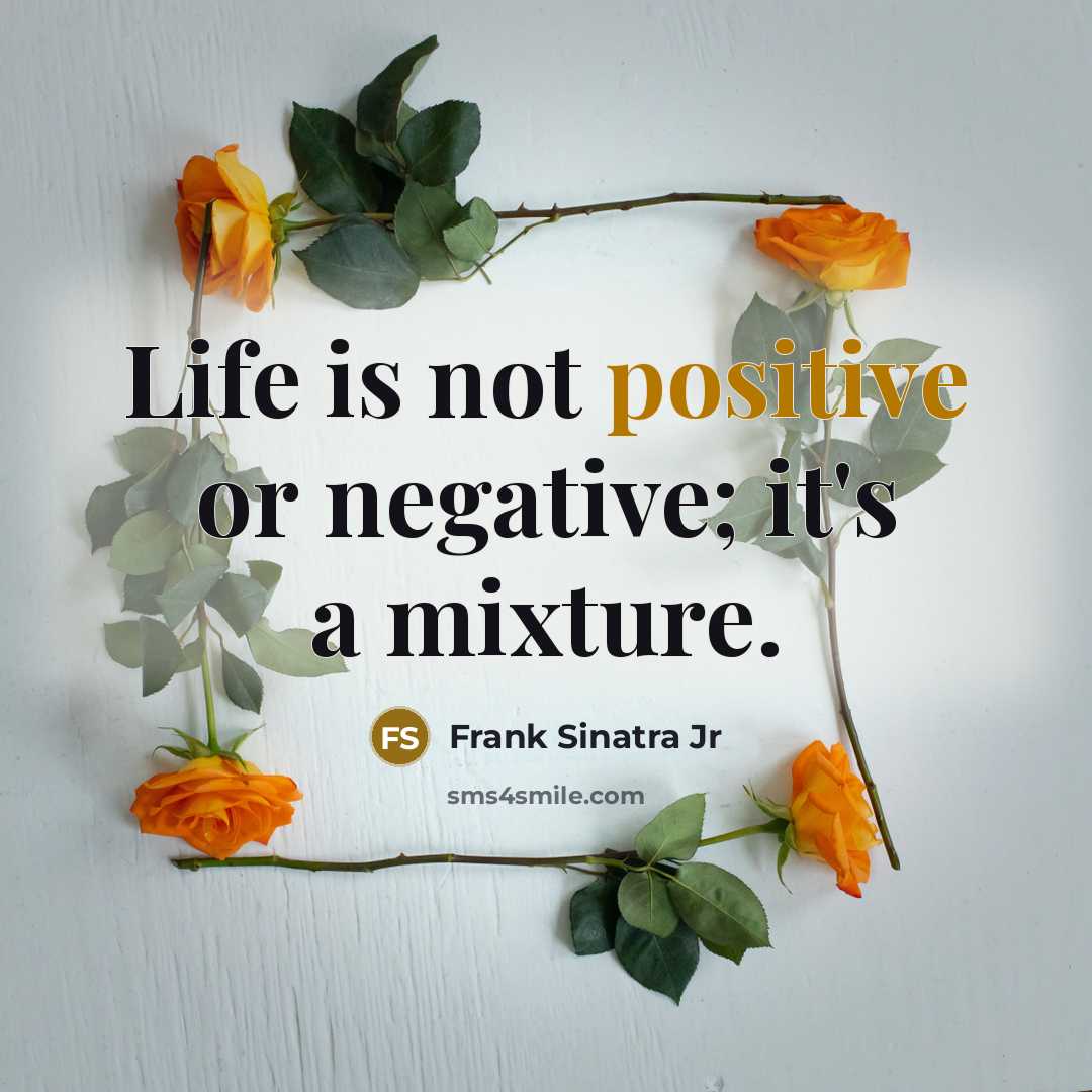 “Life is not positive or negative; it's a mixture.…” quote by Frank Sinatra Jr