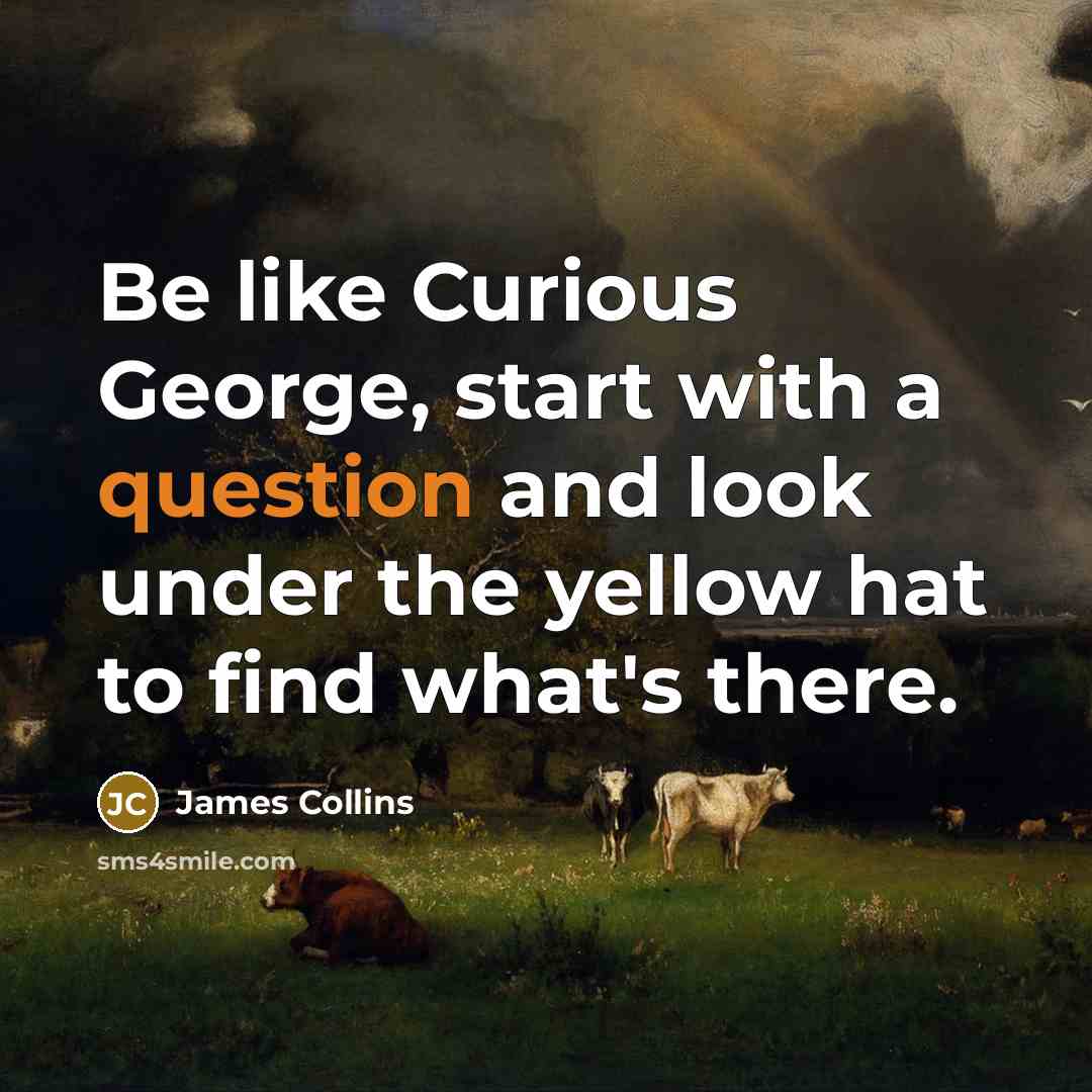 “Be like Curious George, start with a question and look under the yellow hat to find what's there.” quote by James Collins