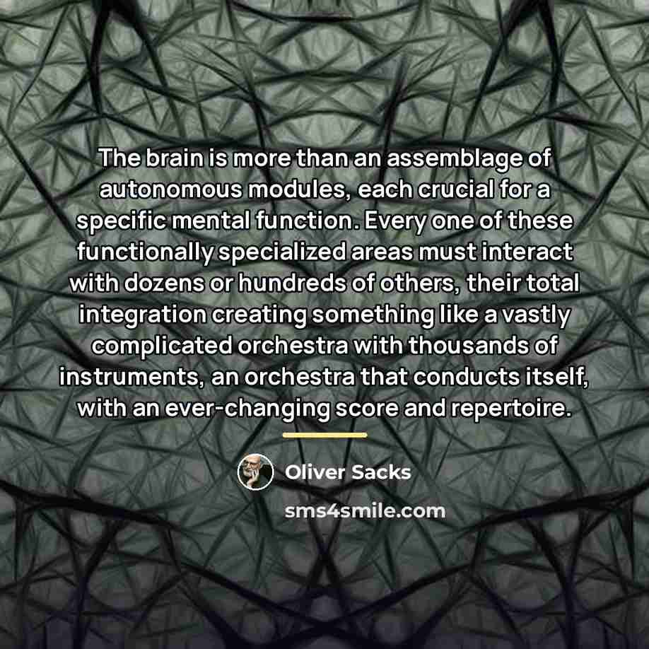“The brain is more than an assemblage of autonomous modules,…” quote by Oliver Sacks