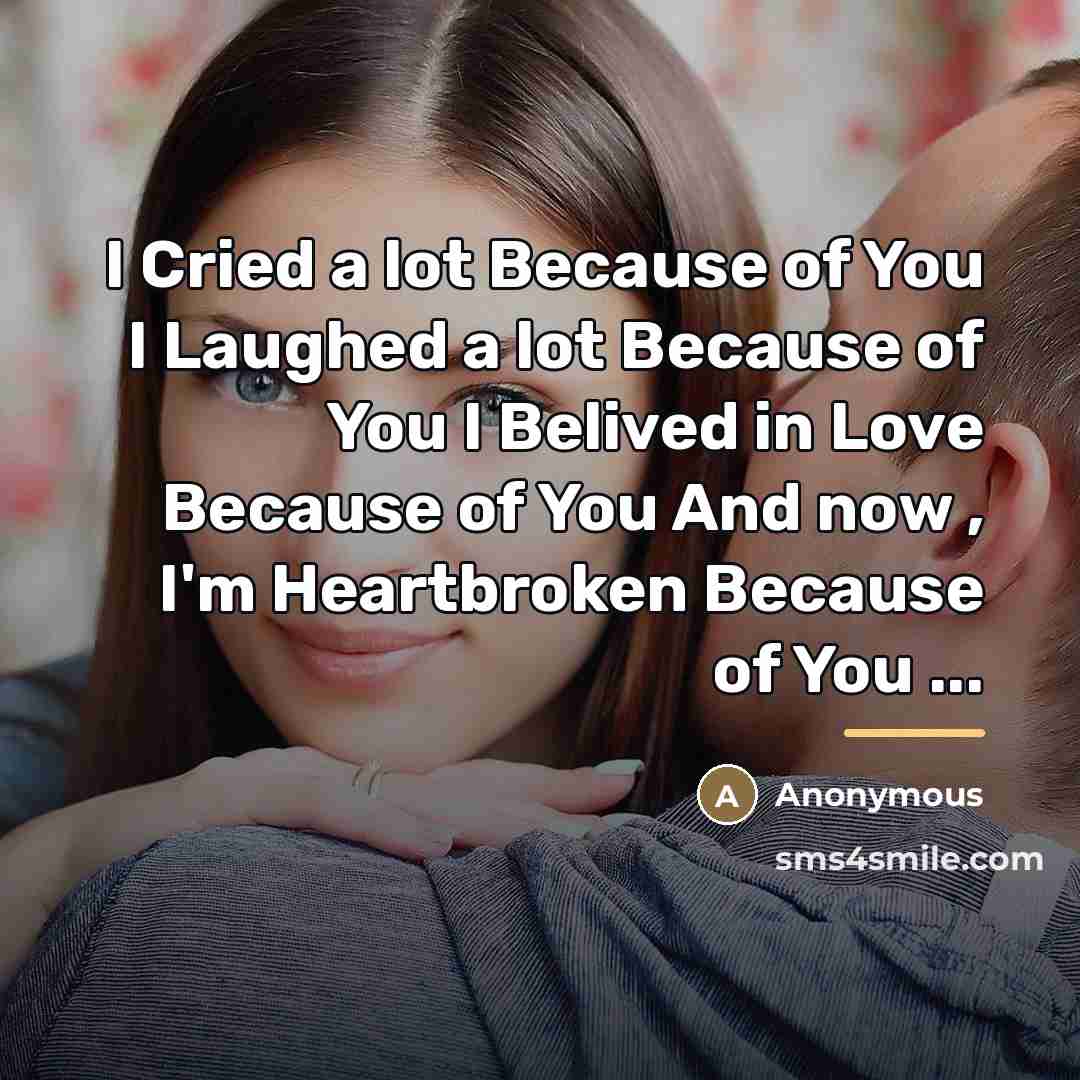 “I Cried a lot Because of You I Laughed a…” quote by Anonymous