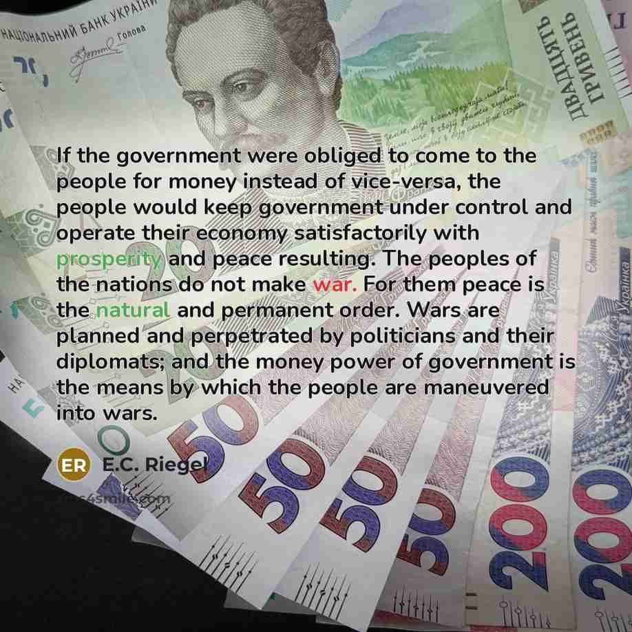 “If the government were obliged to come to the people…” quote by E.C. Riegel