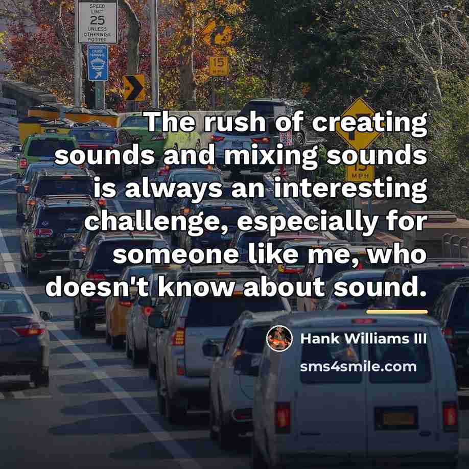 “The rush of creating sounds and mixing sounds is always…” quote by Hank Williams III