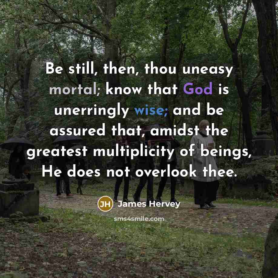 “Be still, then, thou uneasy mortal; know that God is…” quote by James Hervey