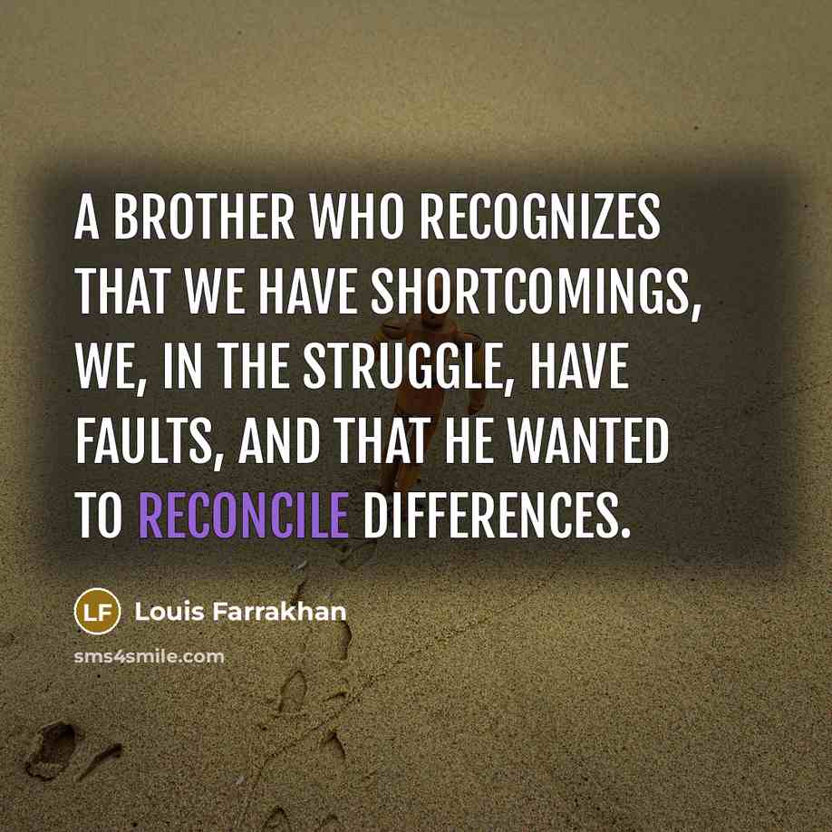“A brother who recognizes that we have shortcomings, we, in…” quote by Louis Farrakhan