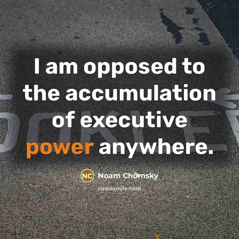 “I am opposed to the accumulation of executive power anywhere.…” quote by Noam Chomsky