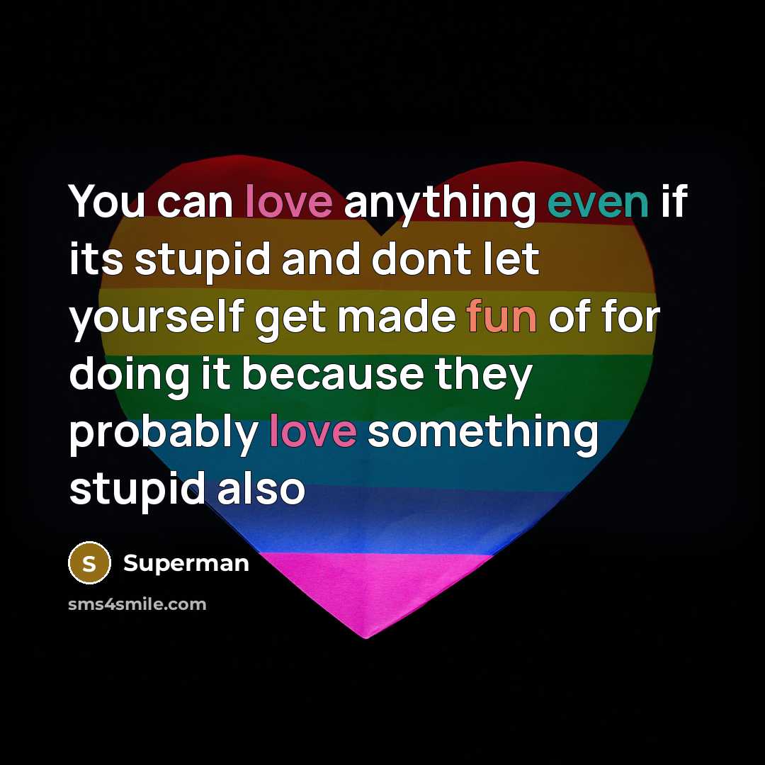“You can love anything even if its stupid and dont…” quote by Superman