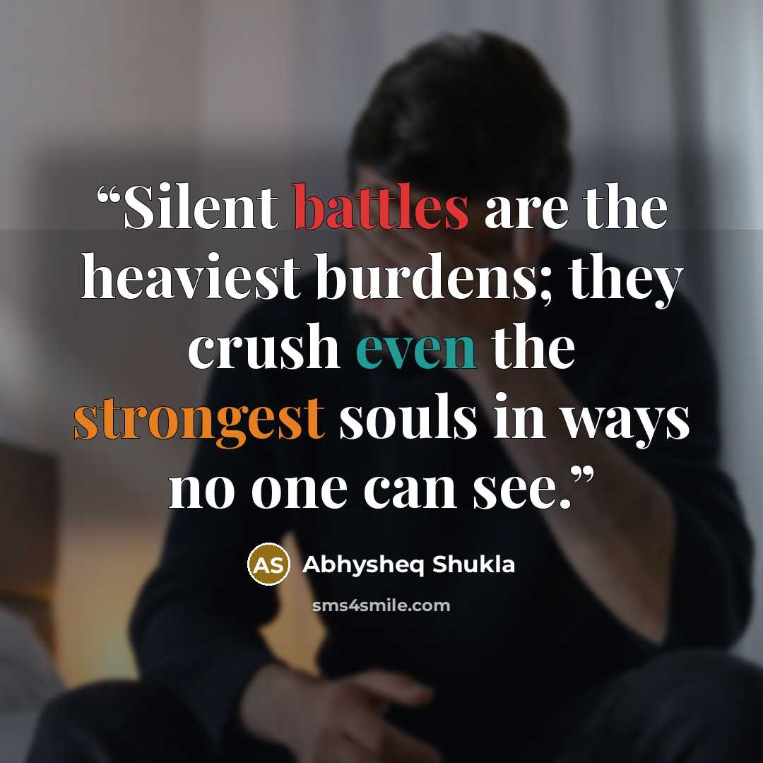 “Silent battles are the heaviest burdens; they crush even the strongest souls in ways no one can see.” quote by Abhysheq Shukla
