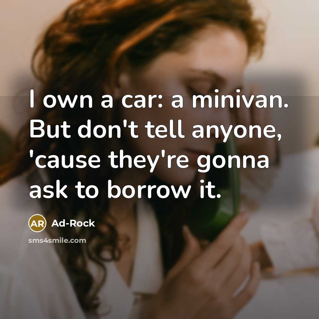 “I own a car: a minivan. But don't tell anyone,…” quote by Ad-Rock
