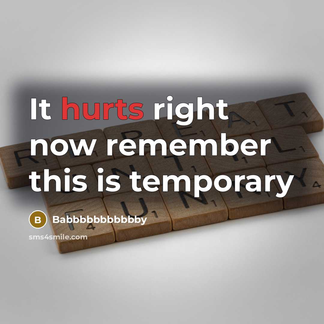 “It hurts right now remember this is temporary” quote by Babbbbbbbbbbby