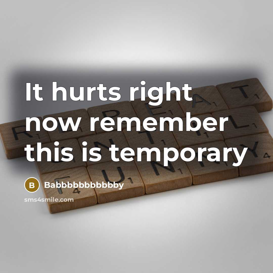 “It hurts right now remember this is temporary” quote by Babbbbbbbbbbby