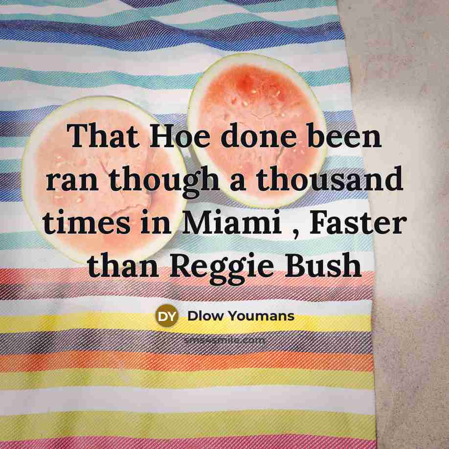 “That Hoe done been ran though a thousand times in Miami , Faster than Reggie Bush” quote by Dlow Youmans