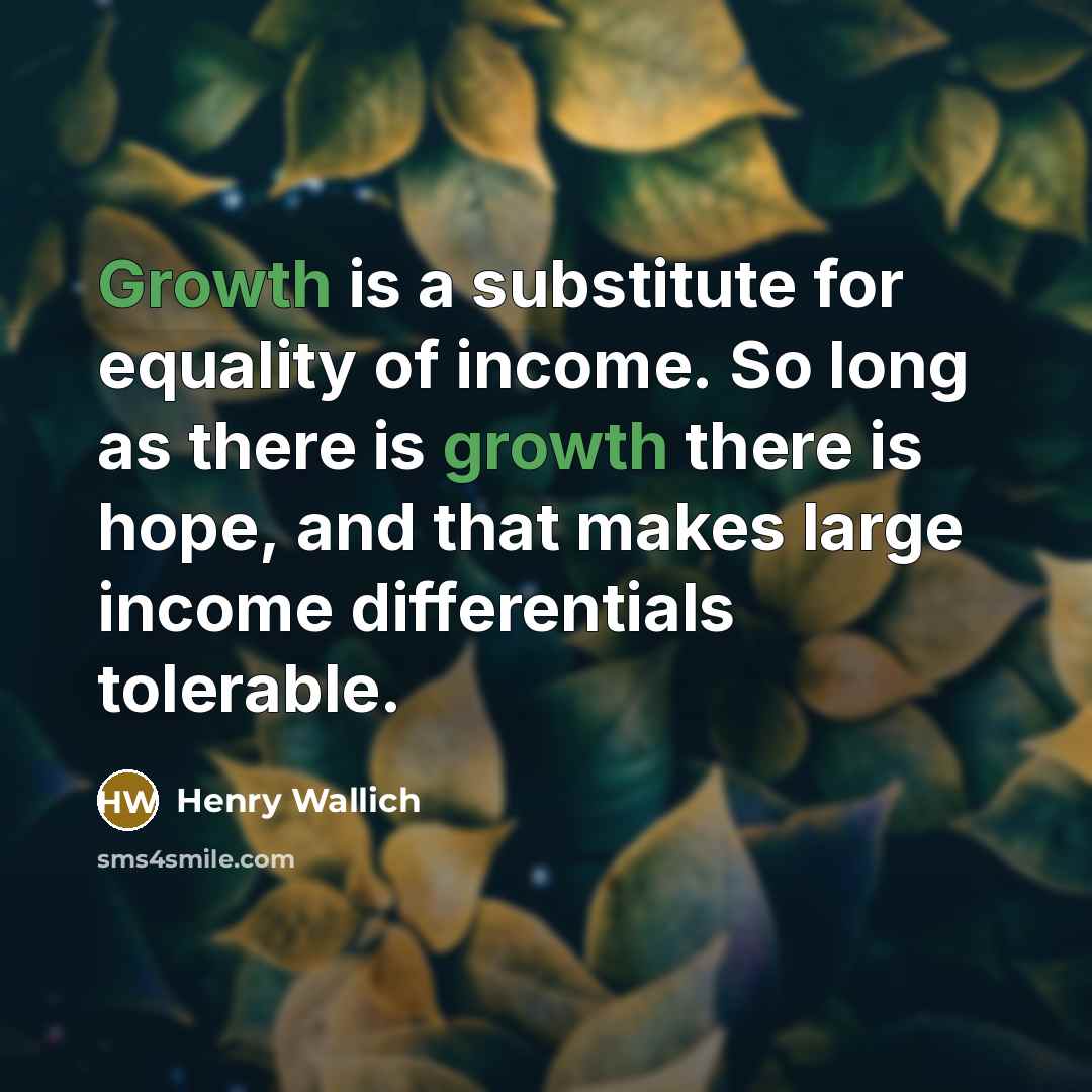 “Growth is a substitute for equality of income. So long…” quote by Henry Wallich
