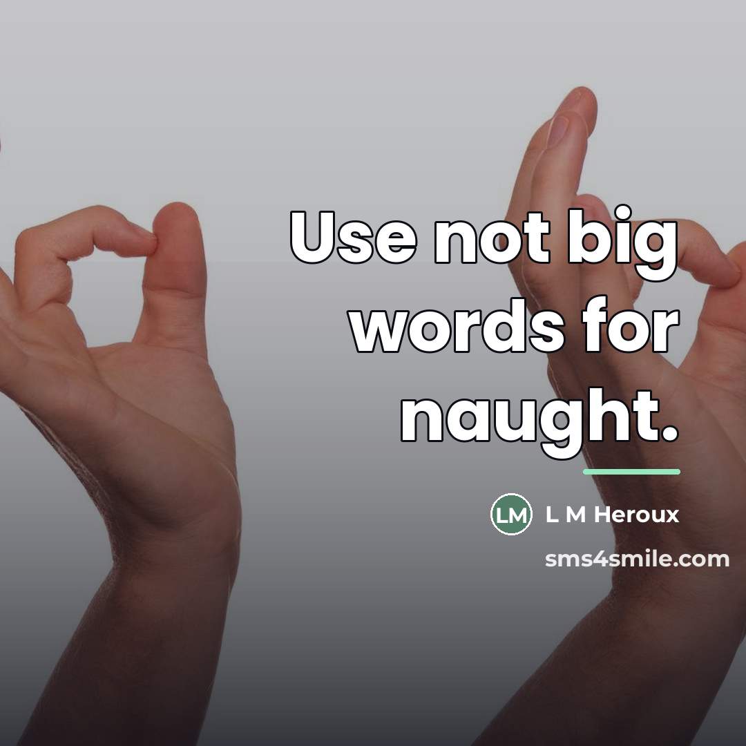 “Use not big words for naught.…” quote by L M Heroux