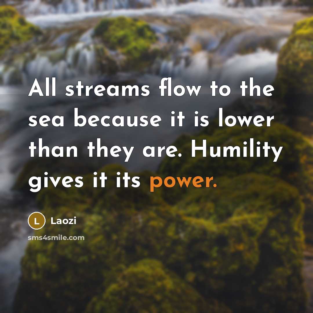 “All streams flow to the sea because it is lower…” quote by Laozi