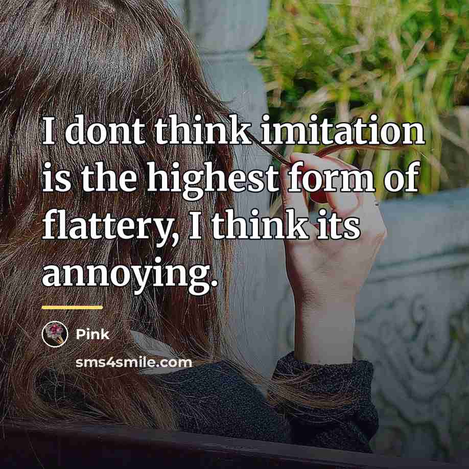 “I dont think imitation is the highest form of flattery,…” quote by Pink