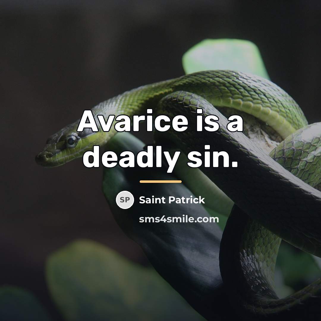 “Avarice is a deadly sin.…” quote by Saint Patrick