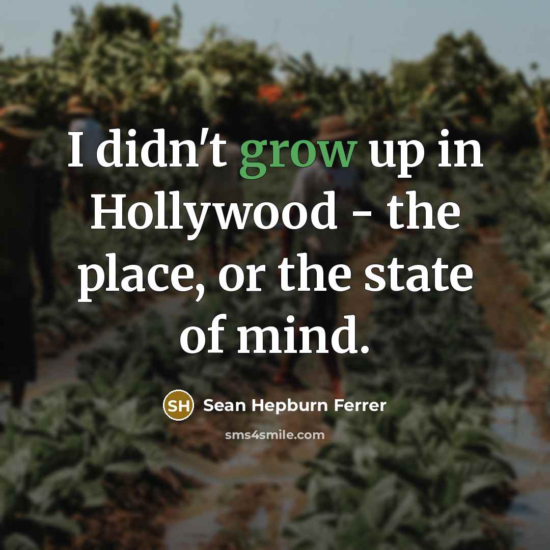“I didn't grow up in Hollywood - the place, or…” quote by Sean Hepburn Ferrer