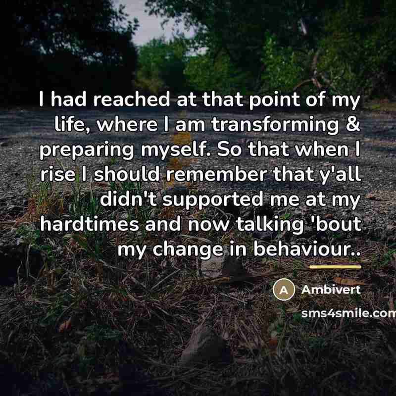 “I had reached at that point of my life, where…” quote by Ambivert