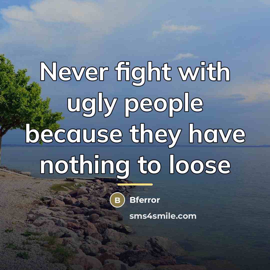 “Never fight with ugly people because they have nothing to…” quote by Bferror