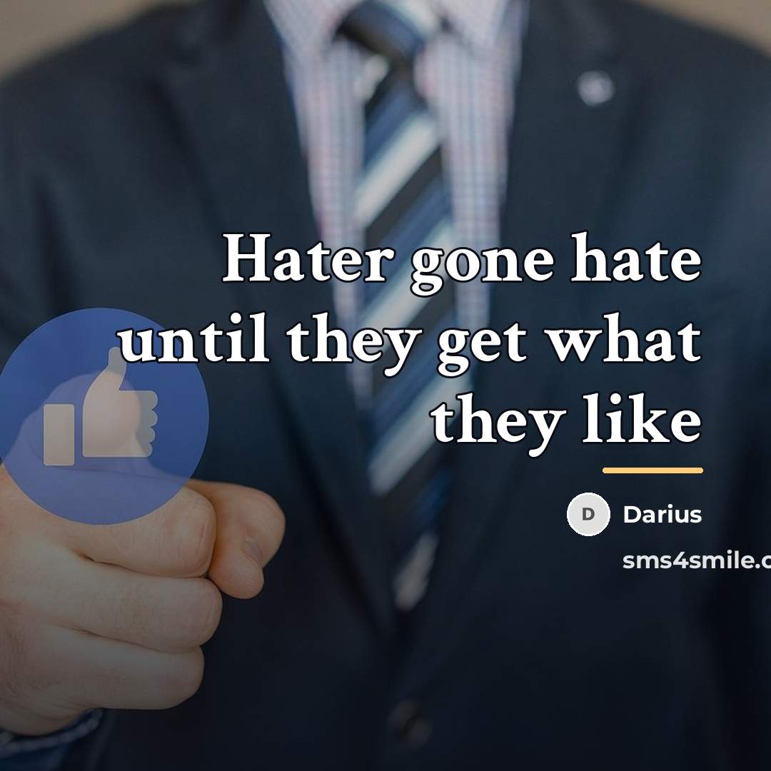 “Hater gone hate until they get what they like…” quote by Darius