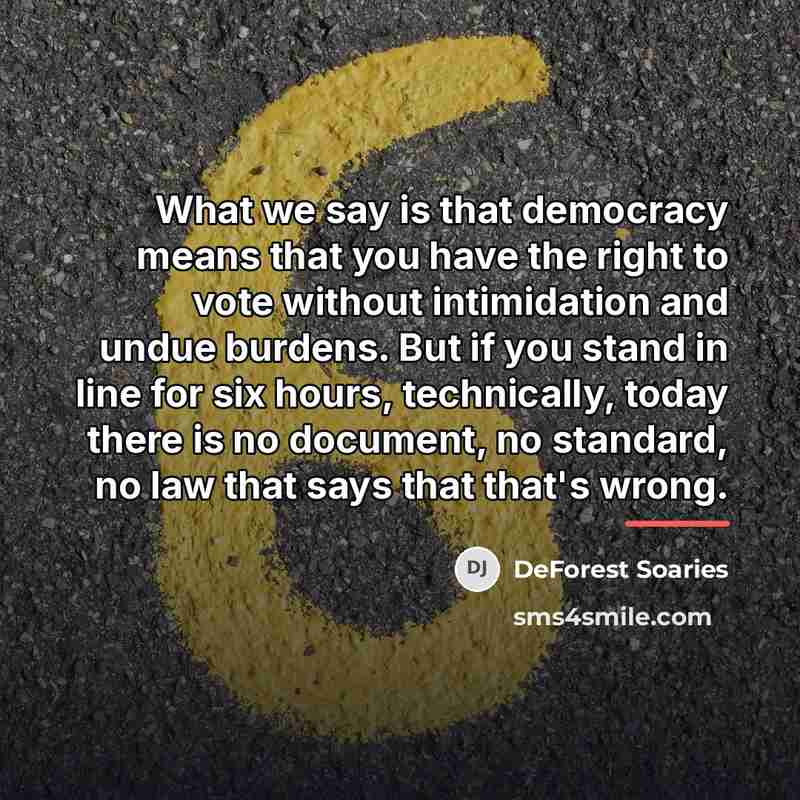 “What we say is that democracy means that you have…” quote by DeForest Soaries