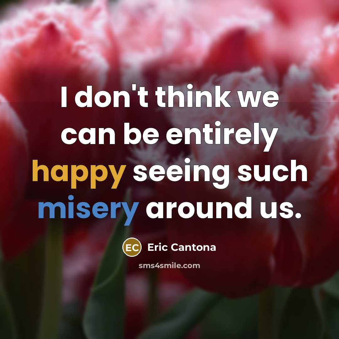 “I don't think we can be entirely happy seeing such…” quote by Eric Cantona