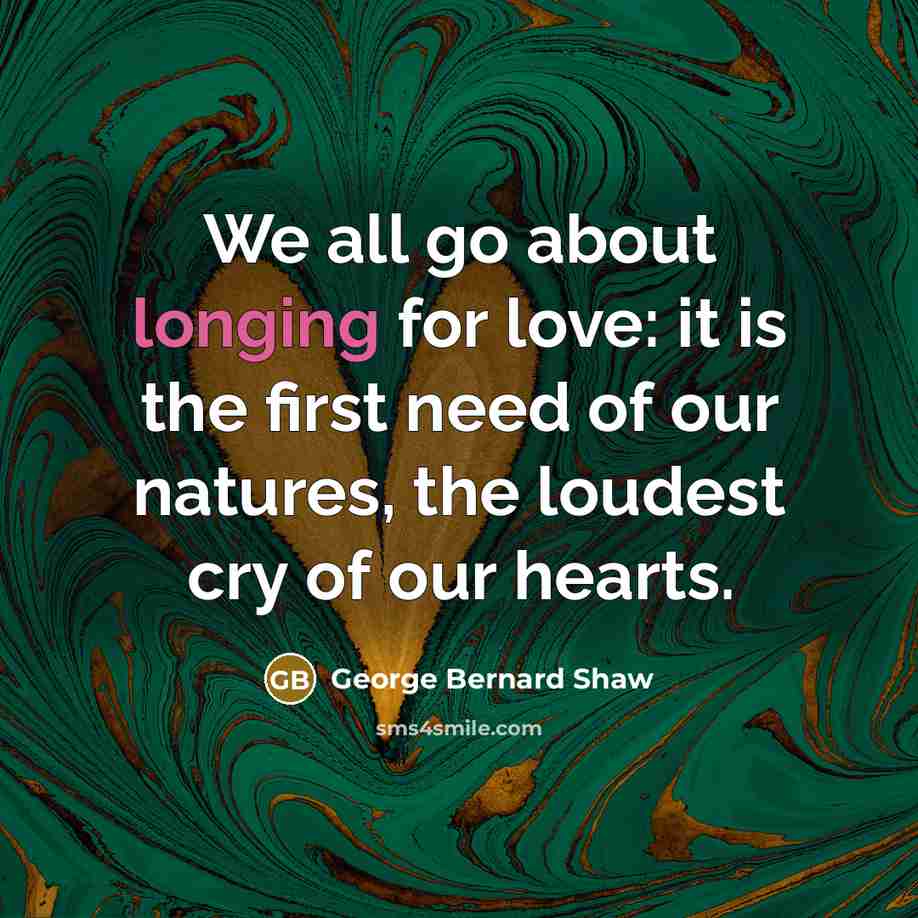 “We all go about longing for love: it is the…” quote by George Bernard Shaw