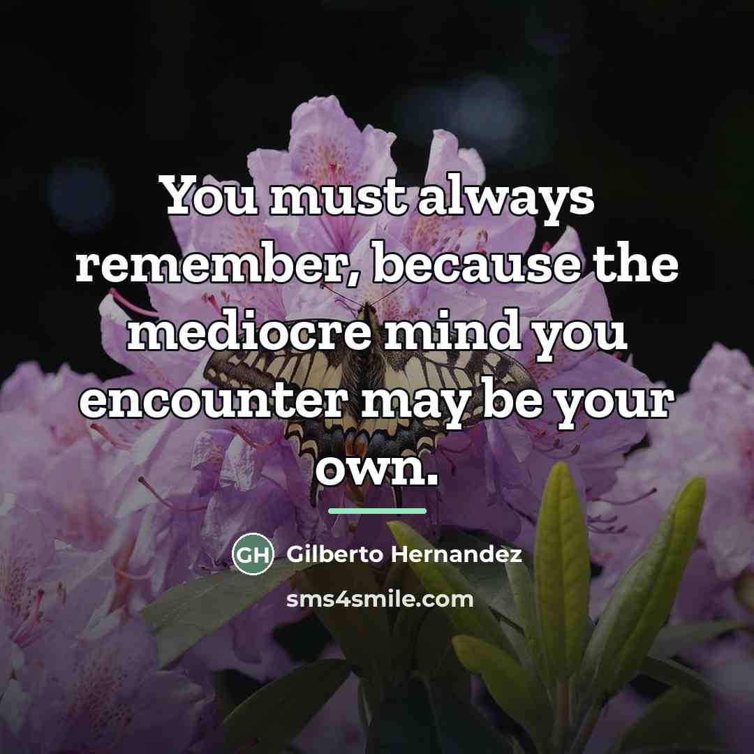 “You must always remember, because the mediocre mind you encounter…” quote by Anonymous