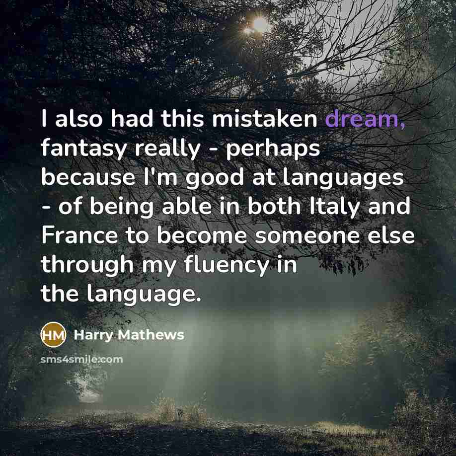 “I also had this mistaken dream, fantasy really - perhaps…” quote by Harry Mathews