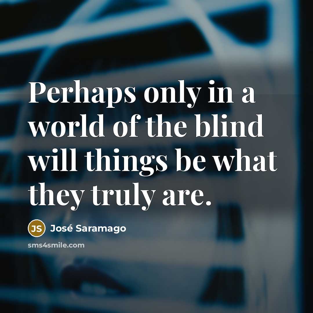 “Perhaps only in a world of the blind will things…” quote by Jose Saramago