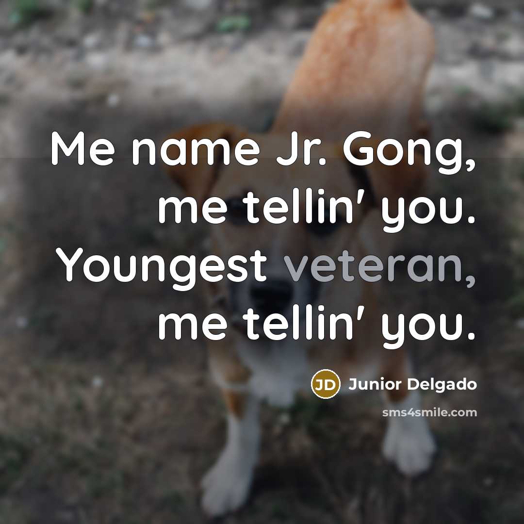 “Me name Jr. Gong, me tellin' you. Youngest veteran, me…” quote by Junior Delgado