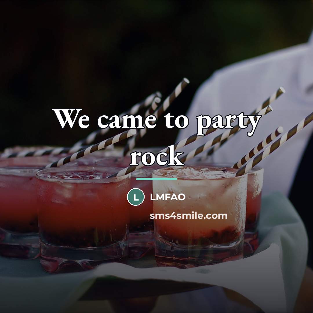 “We came to party rock…” quote by LMFAO
